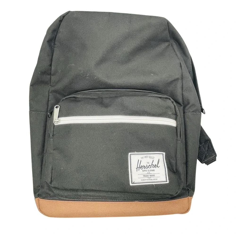 EUC Herschel Pop Quiz Backpack Black/Tan School Travel Carry‎ On Utility Large